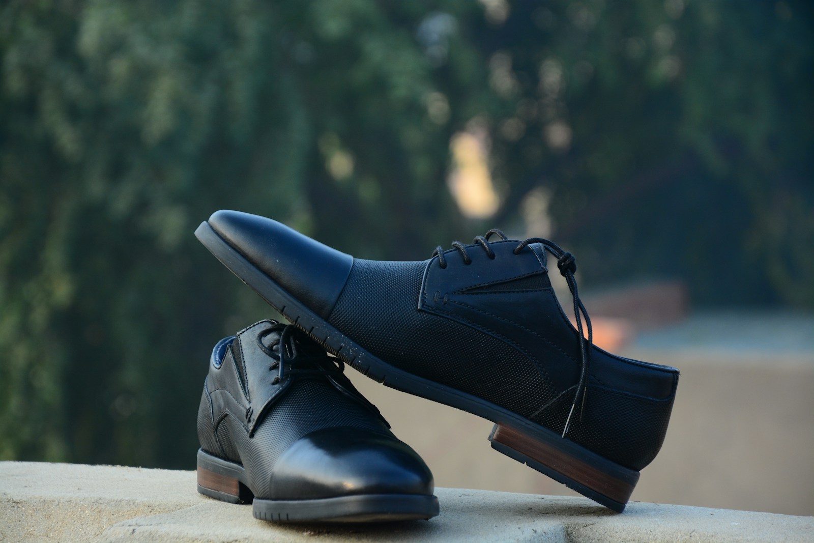 a pair of black shoes